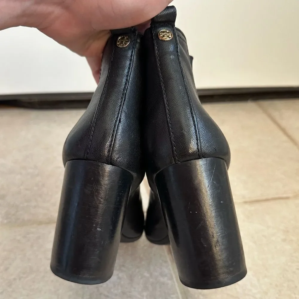 Tory Burch Boots size 8 real genuine leather ankle‎ boot black Margaux